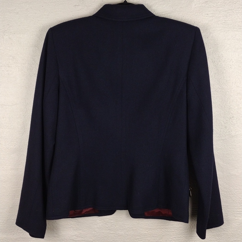 Hugo Buscati Collection Deep Blue Wool Collared Long Sleeve Zip Up Blazer Jacket - Picture 9 of 16